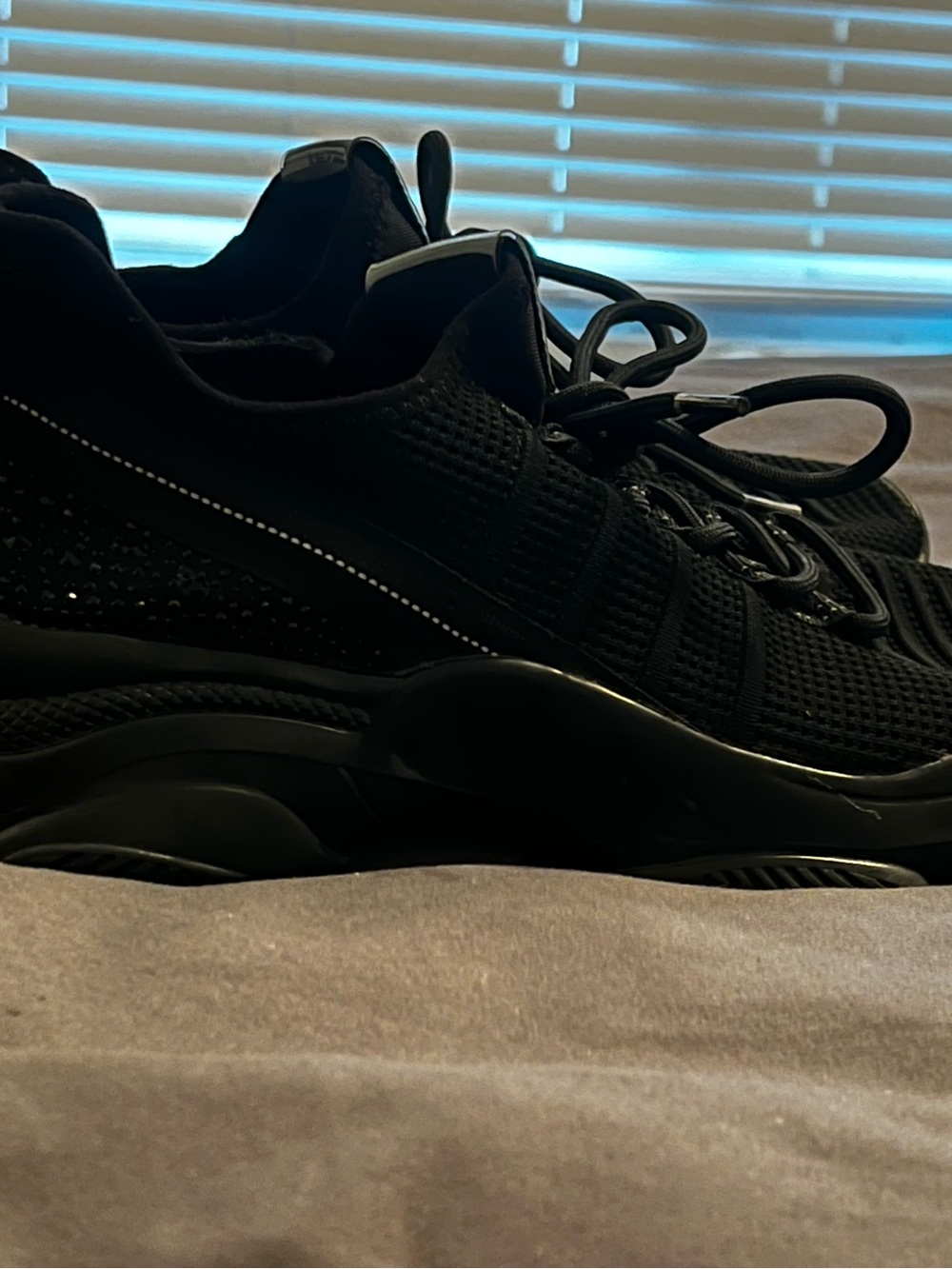 Triple Black Knit Sock Sneakers - Chunky Platform Running Shoes Size 9.5